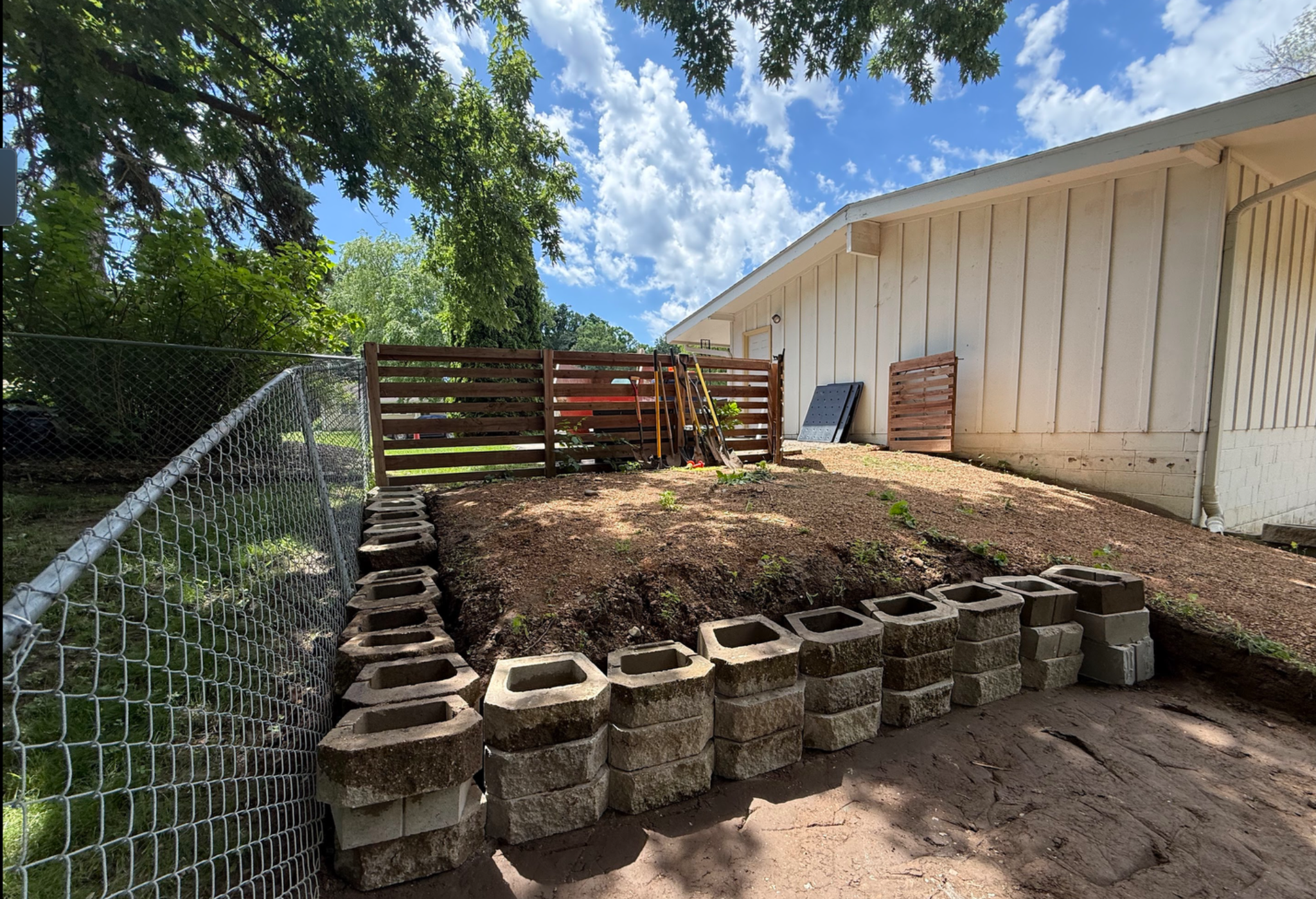 Landscape retaining wall work